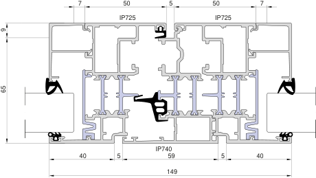 Aliplast Imperial – Słupek ruchomy 59 mm · skrzydło 72 mm