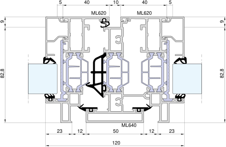Aliplast Max Light – Design · Słupek ruchomy 50 mm · skrzydło 55 mm