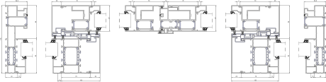 Aliplast Ultraglide – Monorail · schemat C · przekrój poziomy · rama przesuwna 56,5 mm · skrzydło przesuwne 100 mm