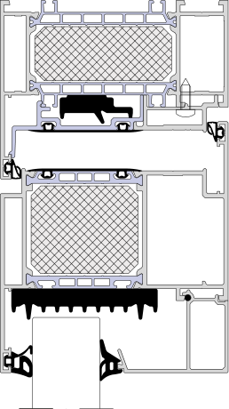 Aluprof MB-104 PASSIVE – Rama 74,5 mm · skrzydło drzwiowe 74,5 mm