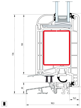 Gealan S 8000 – Próg 20 mm · Skrzydło 126 mm