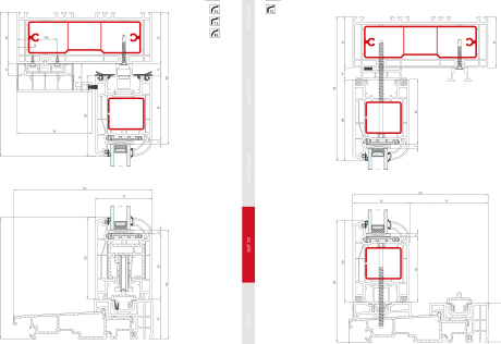HST 70 – Schemat A - Przekrój pionowy · Próg 47 mm · Skrzydło 100 mm