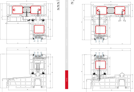 HST 85 – Schemat A - Przekrój pionowy · Próg 68 mm · Skrzydło 100 mm