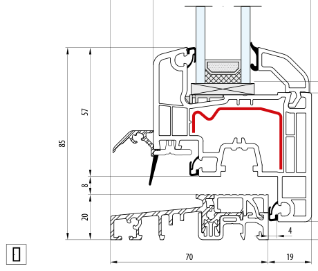 IDEAL 5000 – Próg 20 mm · Skrzydło 77 mm