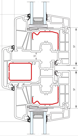IDEAL 7000 NL – Słupek ruchomy 67 mm · Skrzydło 77 mm