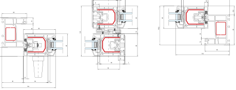 Multi Slide – Schemat A - Przekrój poziomy · Rama 66 mm · Skrzydło 86 mm