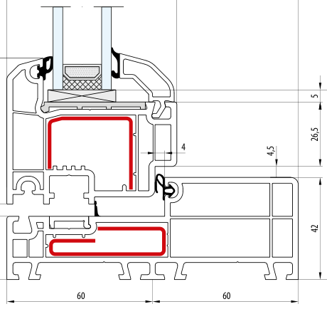 NORDLINE – Rama 42 mm · Skrzydło 60 mm