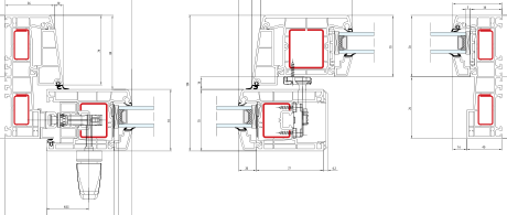Smart Slide – Schemat A - Przekrój poziomy · Rama 56 mm · Skrzydło 97 mm